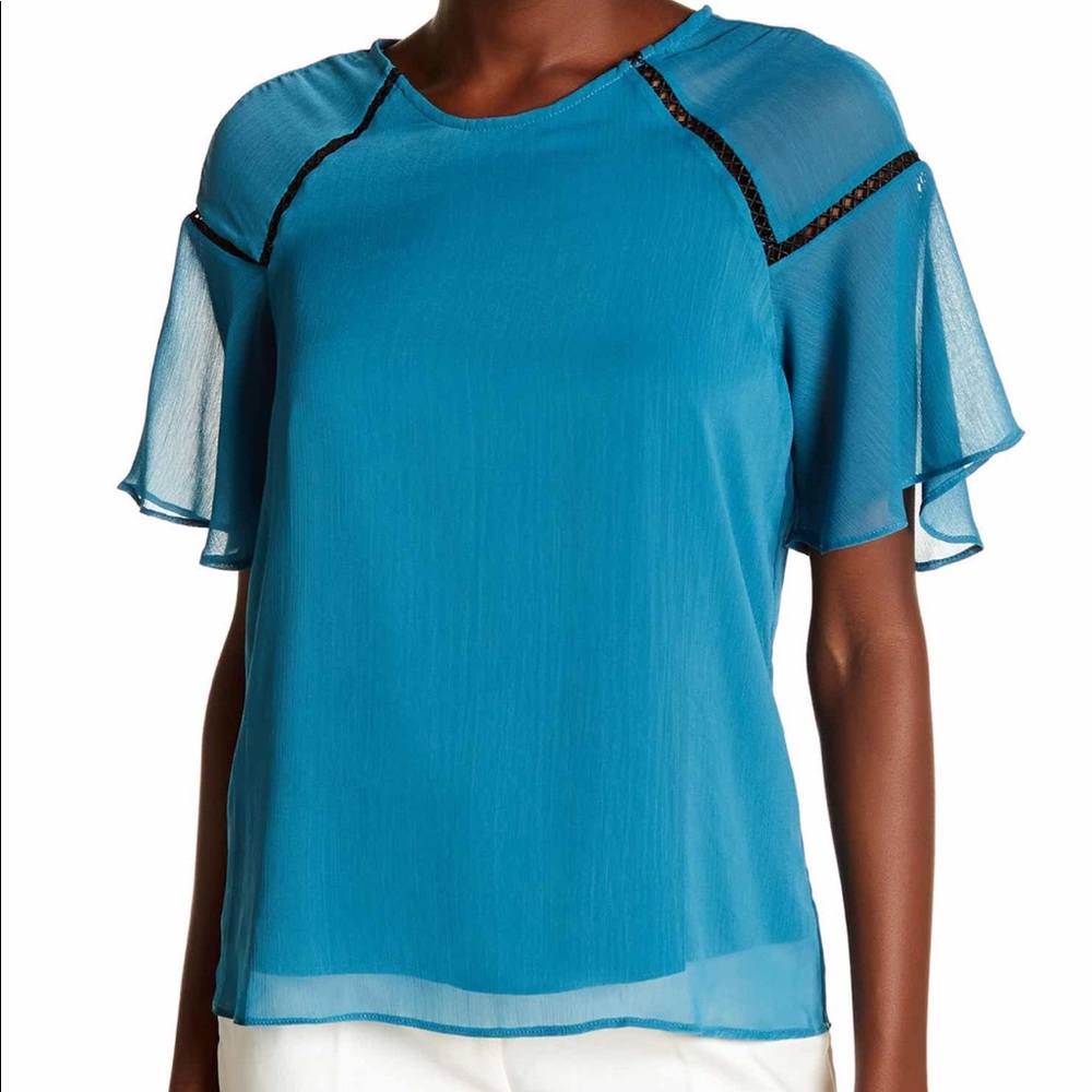 NEW!! Nanette Lepore Frill Sleeve Top size large